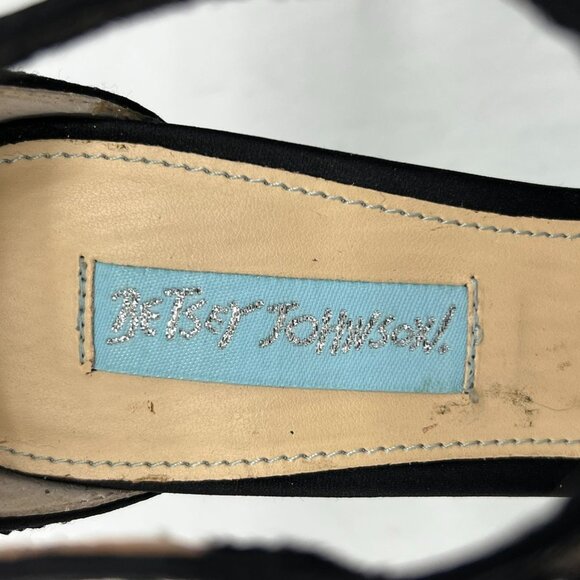 Betsy Johnson Womens Eliza Sequined D-orsay Pumps 6.5M Black T-Strap Pointed Toe - Picture 2 of 15